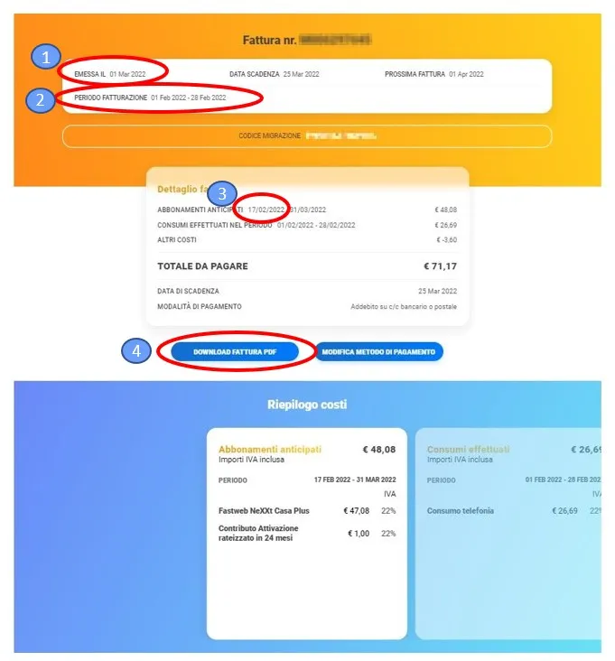 fattura internet fastweb