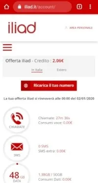 Area Personale Iliad