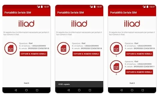 app iliad portabilità seriale sim