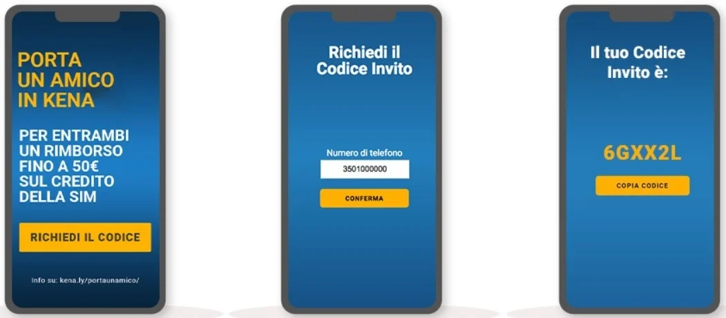 come richiedere il codice Kena Porta un amico