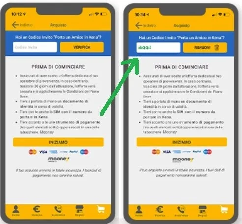 codice amico kena dove inserirlo